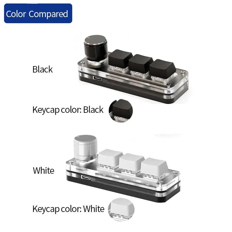Mini Keyboard 3 Keys 1 Knob RGB Programming Macro Mechanical Keyboard Gaming Custom Switch Portable Keypad For Photoshop
