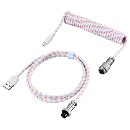 USB Type C Mechanical Keyboard Coiled Cable Hardware Linker Usb GX16 Aviation Mechanical Cable Spiral Gaming Usb Keyboard Cable