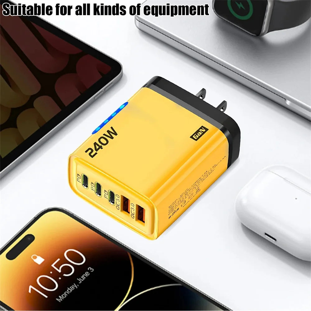 240W USB C Charger Quick Charge QC 3.0 PD Fast Charging Type C Phone Charger Adapter for iPhone Samsung Xiaomi Wall USB Chargers
