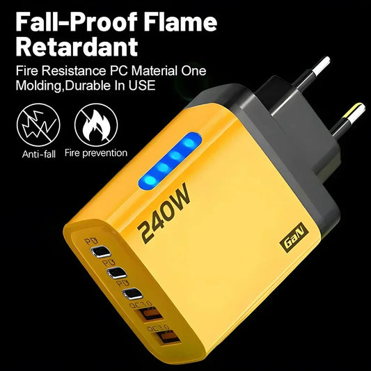 240W USB C Charger Quick Charge QC 3.0 PD Fast Charging Type C Phone Charger Adapter for iPhone Samsung Xiaomi Wall USB Chargers