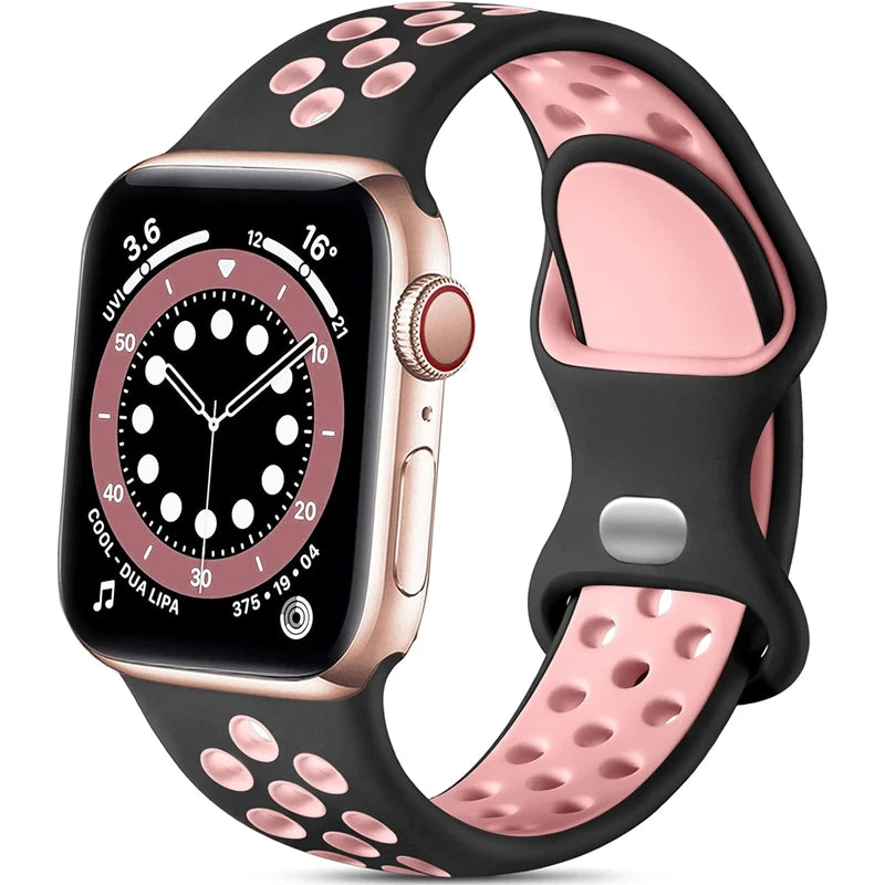 Silicone Watch Strap For Apple watch 44MM/45MM/46MM 49MM/38MM/40/41MM Sports Rubber Band Iwatch Series Ultra 11 10 9 8 7 6 SE 5