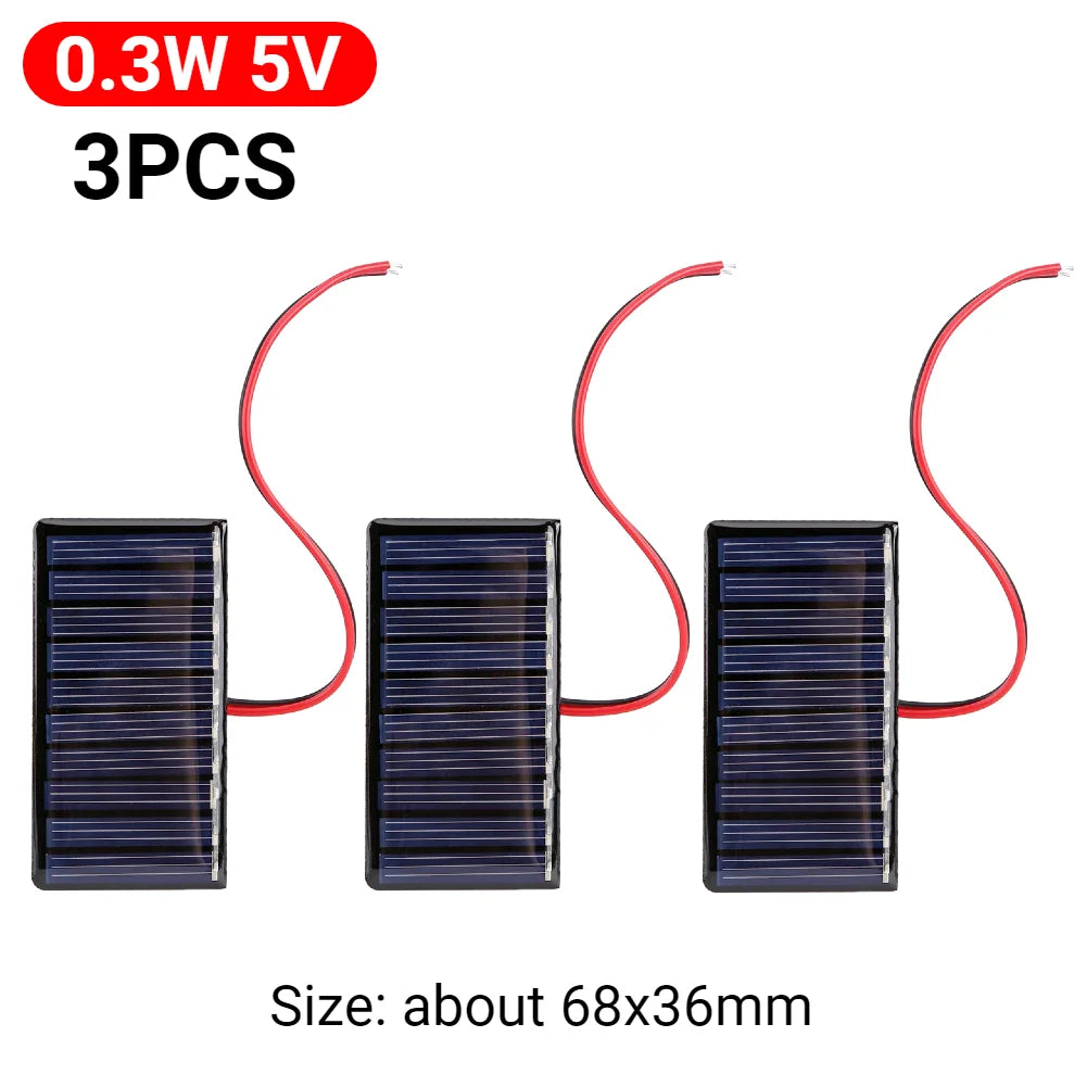 5W 5V/12V 1W 3V Mini Solar Panel Polysilicon Solar Epoxy Panel Module Light Cell Battery Charger for 3-12V Battery Charging