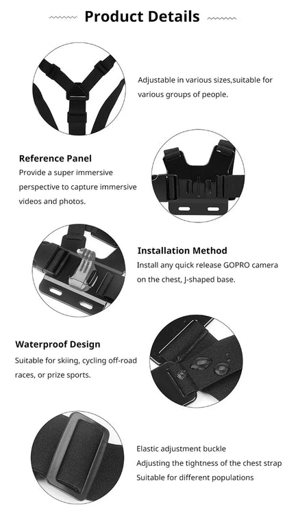 Chest Strap Mount Belt for Gopro Hero 9 8 7 6 5 4 Insta360 R X2 DJI OSMO Action Camera Harness for Go Pro SJCAM EKEN Accessories