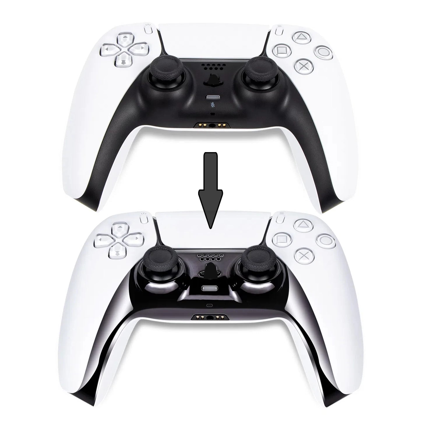 Chrome Black Glossy Chrome DIY Replacement Controller Shell for PS5 Custom Plates Cover Compatible Upgrade For PS5 Slim