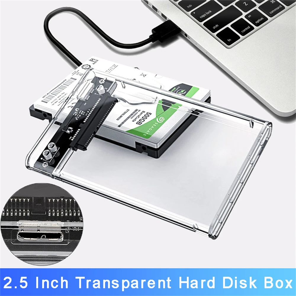 2.5 inch Hard Drive Enclosure USB 3.0/Type C to SATA III Clear External Hard Drive Case for 2.5 inch SATA SSD HDD Support UASP