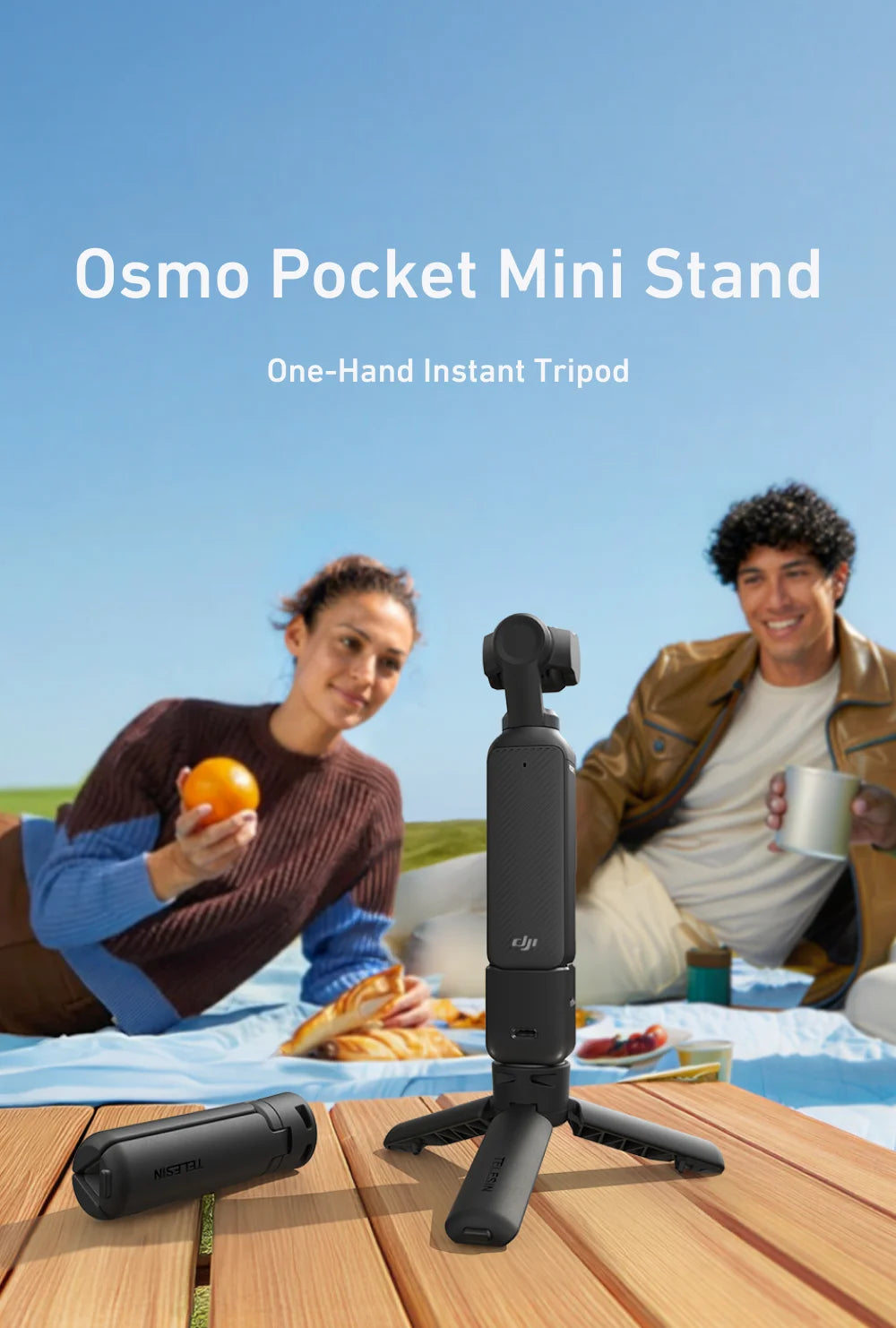 TELESIN Mini Quick Release Universal Tripod Hand grip for GoPro Insta360 DJI Osmo Action Camera With 1/4 Screw Adatper