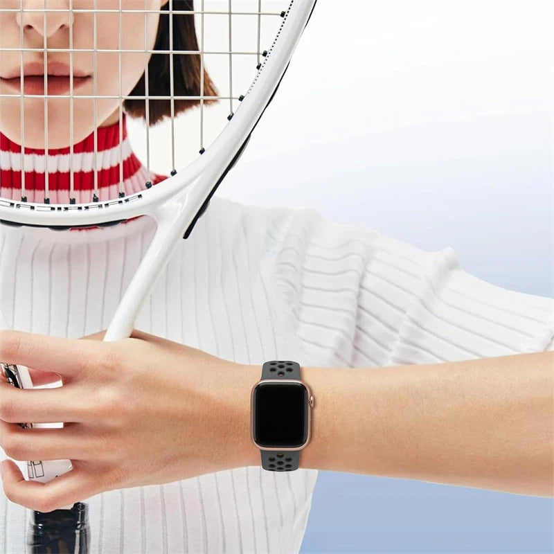 Silicone Watch Strap For Apple watch 44MM/45MM/46MM 49MM/38MM/40/41MM Sports Rubber Band Iwatch Series Ultra 11 10 9 8 7 6 SE 5