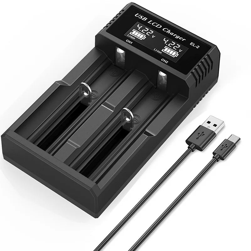 USB LCD Battery Smart Charger 1 / 2 Slots Dual For 18650 3.7V Rechargeable Lithium Battery For 1.2V NI-MH AA / AAA Battery