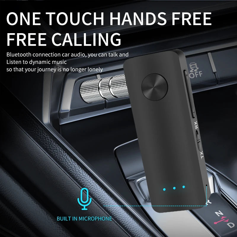 2-In-1 Wireless Audio Adapter Bluetooth 5.4 Receiver Transmitter 3.5mm AUX Lossless Sound MIC For Car Speaker TV PC Airplane