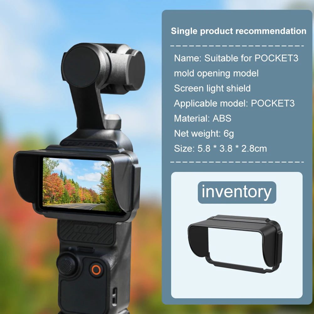 1PCS Sun Shade Quickly Release Sun Shade Cover Light Shielding Lightweight Screen Shade Camera Accessories for DJI Osmo Pocket 3