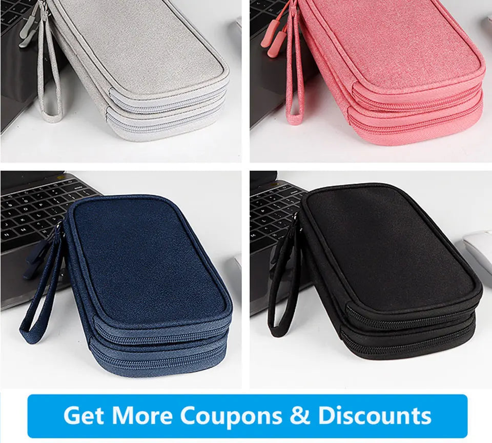 Data Cable Storage Bag Waterproof Portable Carry Case Layers Storage Bag Travel Organizer Bag for Cable Cord USB Charger