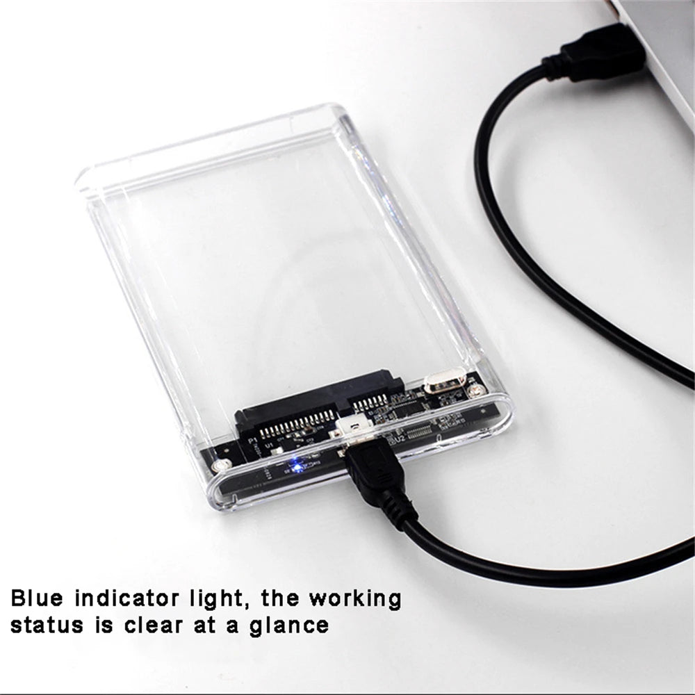 2.5 inch Hard Drive Enclosure USB 3.0/Type C to SATA III Clear External Hard Drive Case for 2.5 inch SATA SSD HDD Support UASP