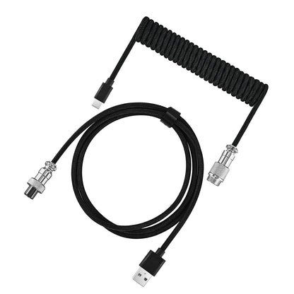 USB Type C Mechanical Keyboard Coiled Cable Hardware Linker Usb GX16 Aviation Mechanical Cable Spiral Gaming Usb Keyboard Cable