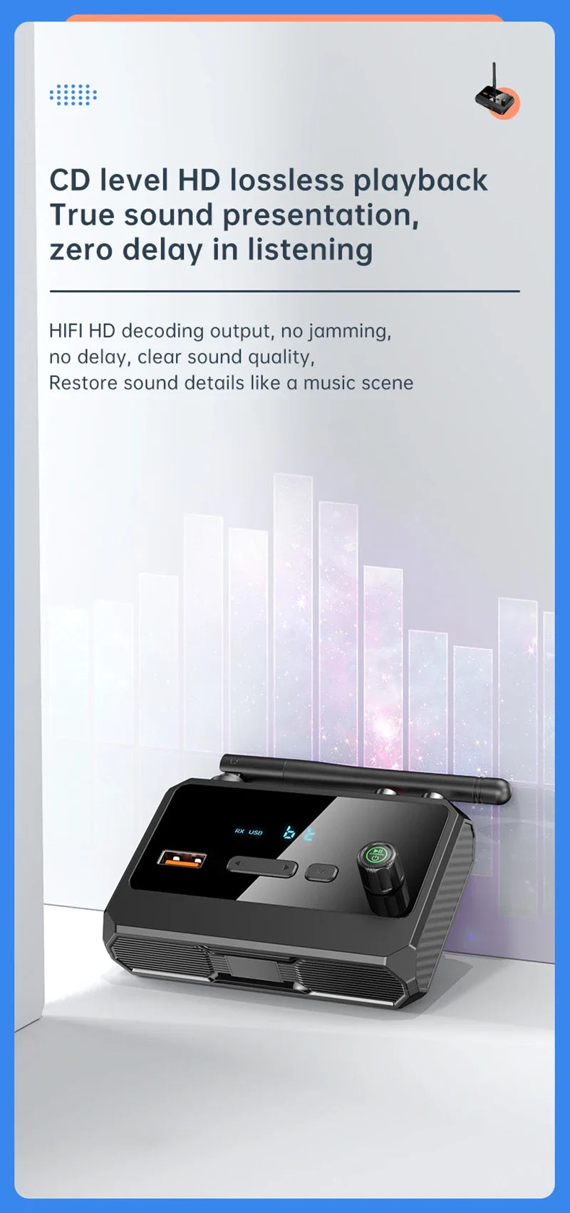 NFC Bluetooth 5.3 Audio Receiver 3.5mm AUX RCA USB U-Disk/TF HIFI Stereo Music Wireless Adapter With Mic For Car Kit Speaker Amp