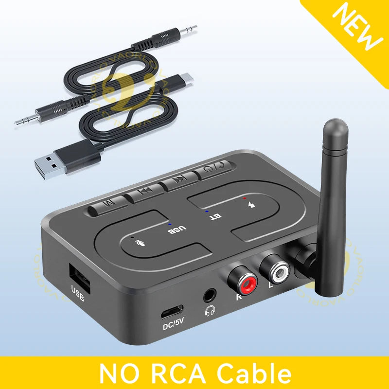 VAORLO Bluetooth 6.0 Audio Receiver 3.5mm AUX RCA With Mic HIFI Stereo Wireless Adapter Support USB U-Disk For Car Speaker Amp