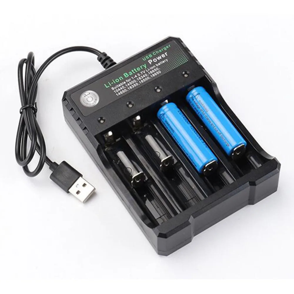 4 Slot USB Charger Independent Charging 4.2V Li-ion Battery 2X 3X 4X Portable Rechargeable Battery Charger for 18650 18350 18500