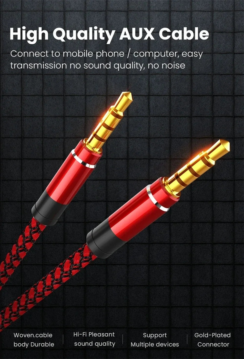 1.5m 3.5mm Jack Male to Male Extension Aux Line Audio Cable for iPhone Samsung Xiaomi Car Headphone Audio Jack Braided Wire