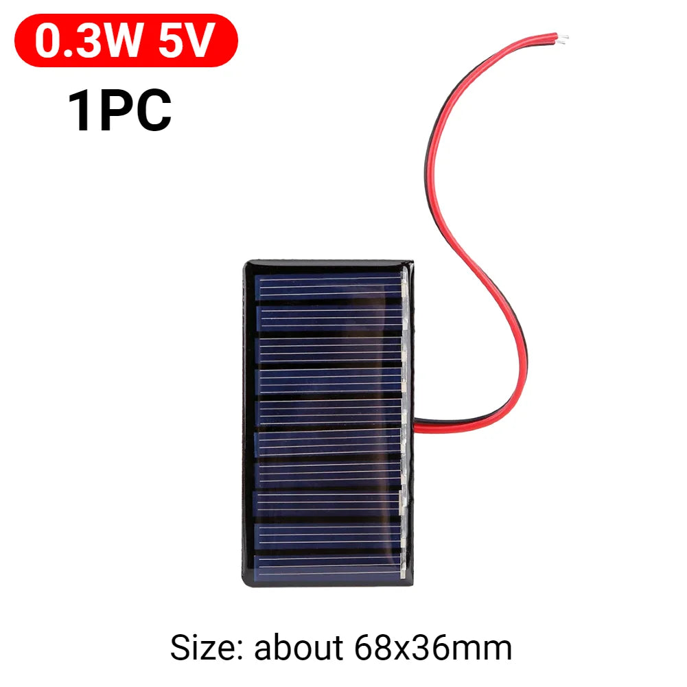 5W 5V/12V 1W 3V Mini Solar Panel Polysilicon Solar Epoxy Panel Module Light Cell Battery Charger for 3-12V Battery Charging