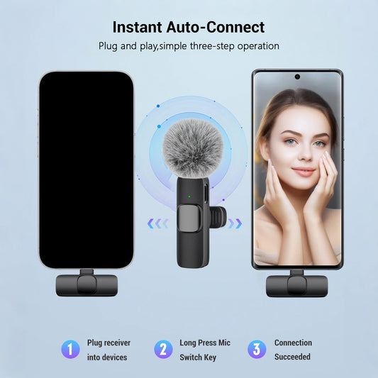 Type-C Port Professional Wireless Lavalier Microphone for Smartphones, Computers and Cameras, Plug and Play