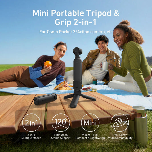 TELESIN Mini Quick Release Universal Tripod Hand grip for GoPro Insta360 DJI Osmo Action Camera With 1/4 Screw Adatper