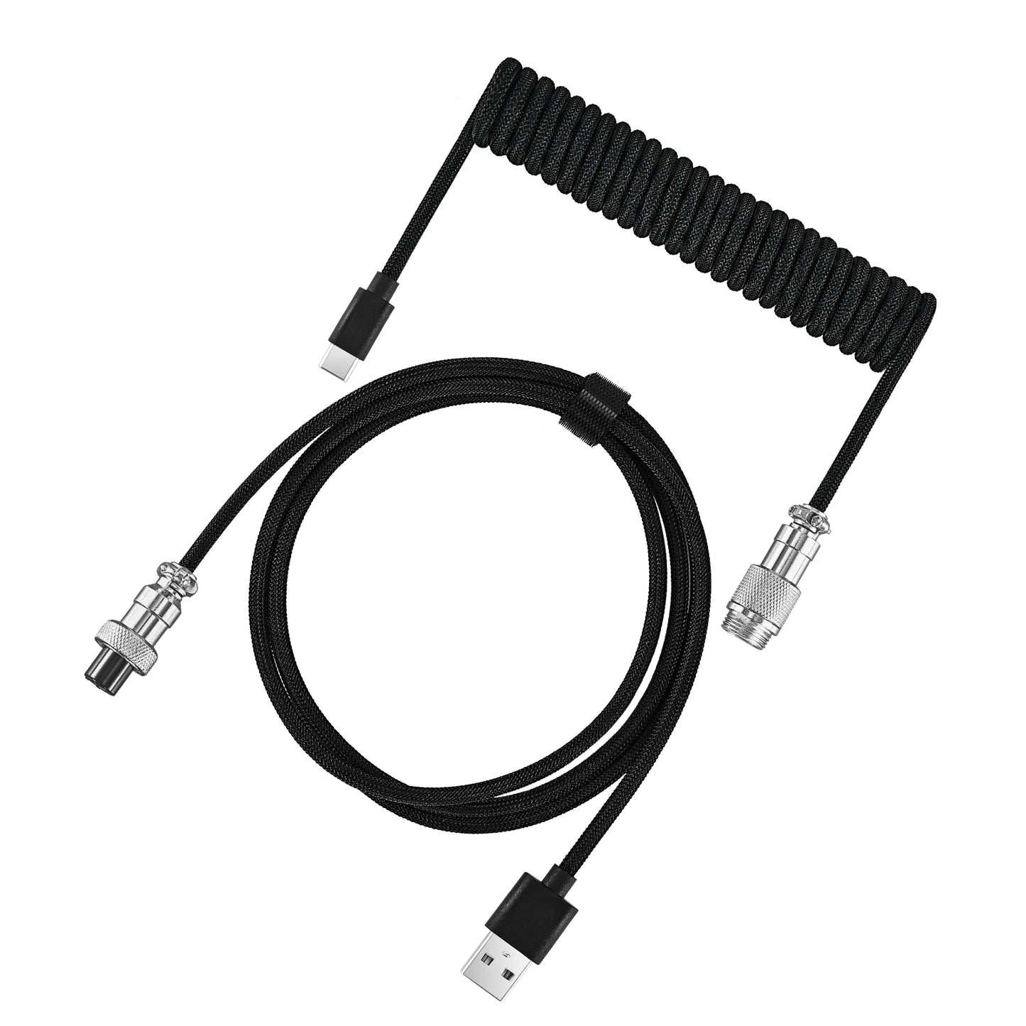 USB Type C Mechanical Keyboard Coiled Cable Hardware Linker Usb GX16 Aviation Mechanical Cable Spiral Gaming Usb Keyboard Cable