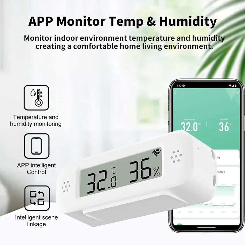 Tuya WiFi Zigbee 3.0 Temperature Humidity Sensor Hygrometer Thermometer App Remote Monitor Work With Yandex Alexa SmartLife