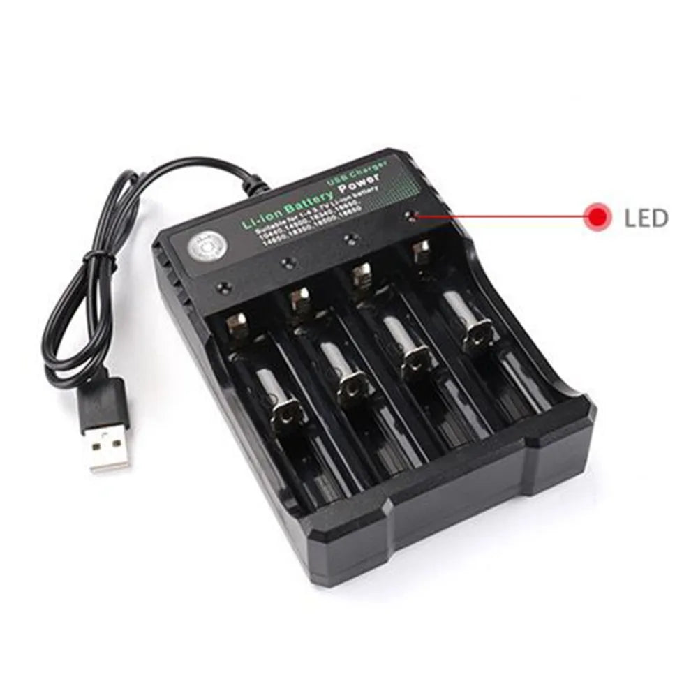 4 Slot USB Charger Independent Charging 4.2V Li-ion Battery 2X 3X 4X Portable Rechargeable Battery Charger for 18650 18350 18500