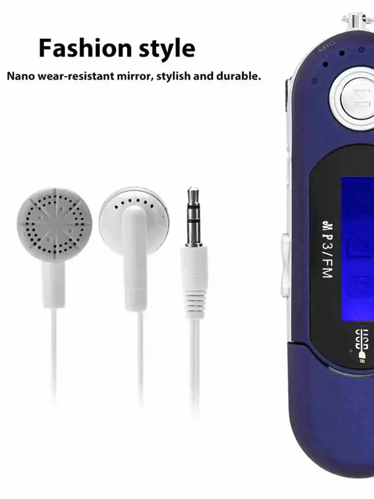 Portable Music MP3 USB Player with LCD Screen Voice  (Black Blue White)