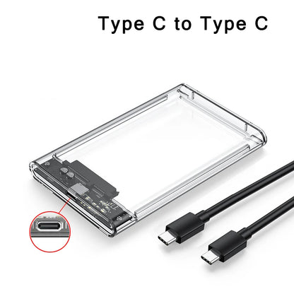 2.5 inch Hard Drive Enclosure USB 3.0/Type C to SATA III Clear External Hard Drive Case for 2.5 inch SATA SSD HDD Support UASP