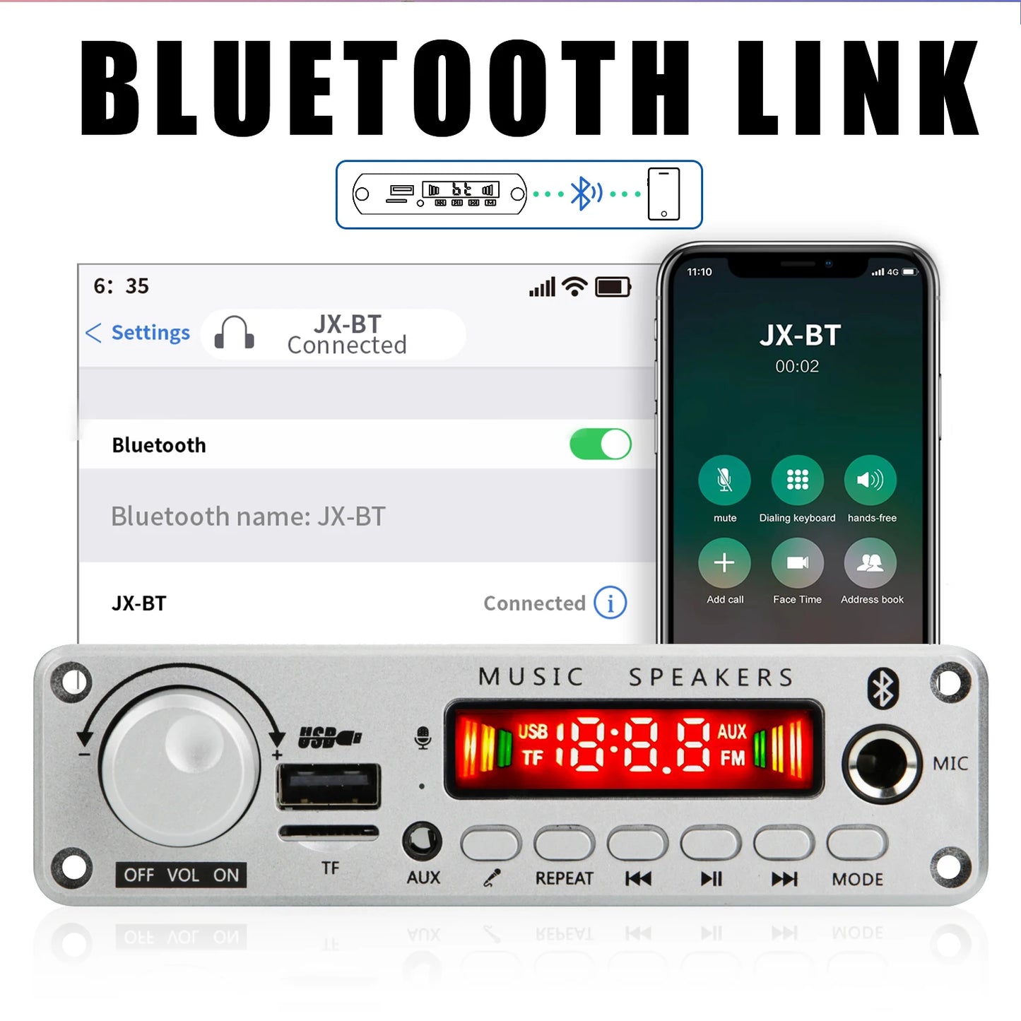 NEW 200W  Amplifier Bluetooth DIY MP3 WAV Decoder Board DC 12V 100W  Wireless Car USB MP3 Player TF Card Slot USB FM with Mic