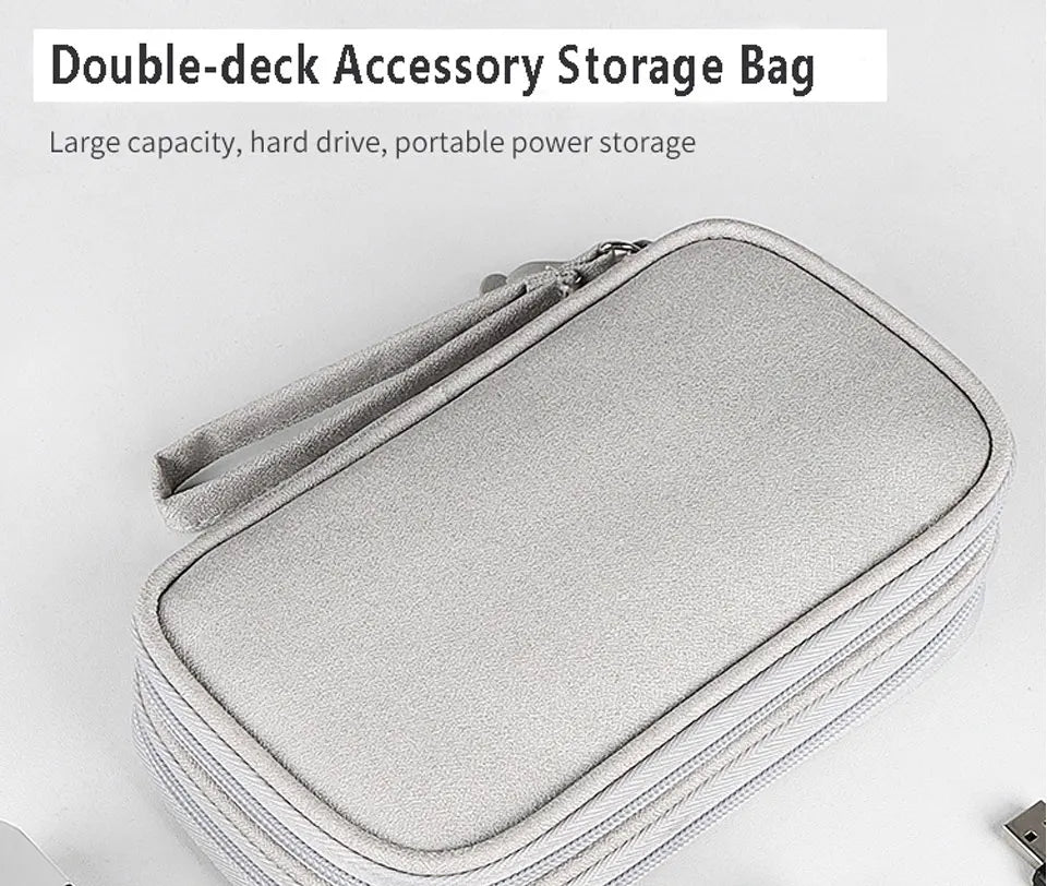 Data Cable Storage Bag Waterproof Portable Carry Case Layers Storage Bag Travel Organizer Bag for Cable Cord USB Charger