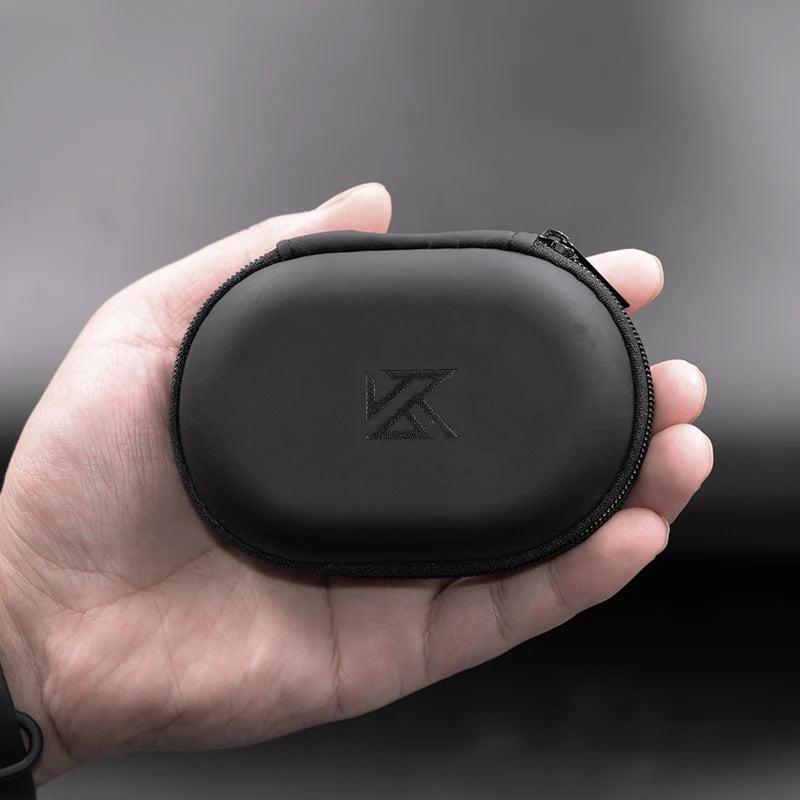 KZ High Quality PU Leather Fabric Earphone Bag Oval Portable Cortical Storage Bag Pressure-Resistant KZ Earphone Storage Case
