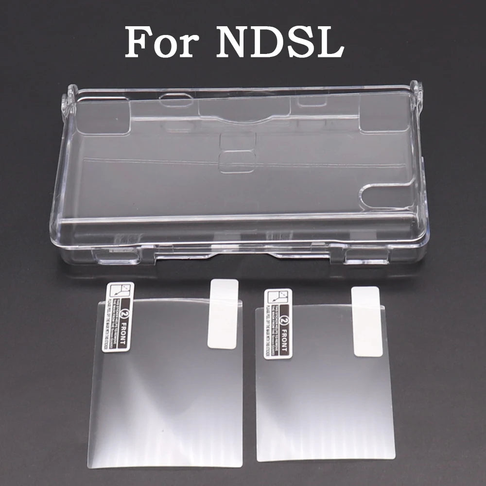 Plastic Clear Crystal Shell Skin Case Cover For New 2DS 3DS XL LL NDSL For DSi NDSi XL LL Screen Protective Film