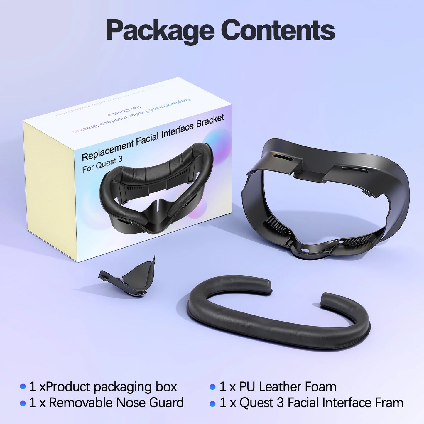 HUADAI design Face Cushion Pad Compatible with Quest 2/Quest 3/Quest 3S Accessories , with Glasses Spacer Air-Circulation Design