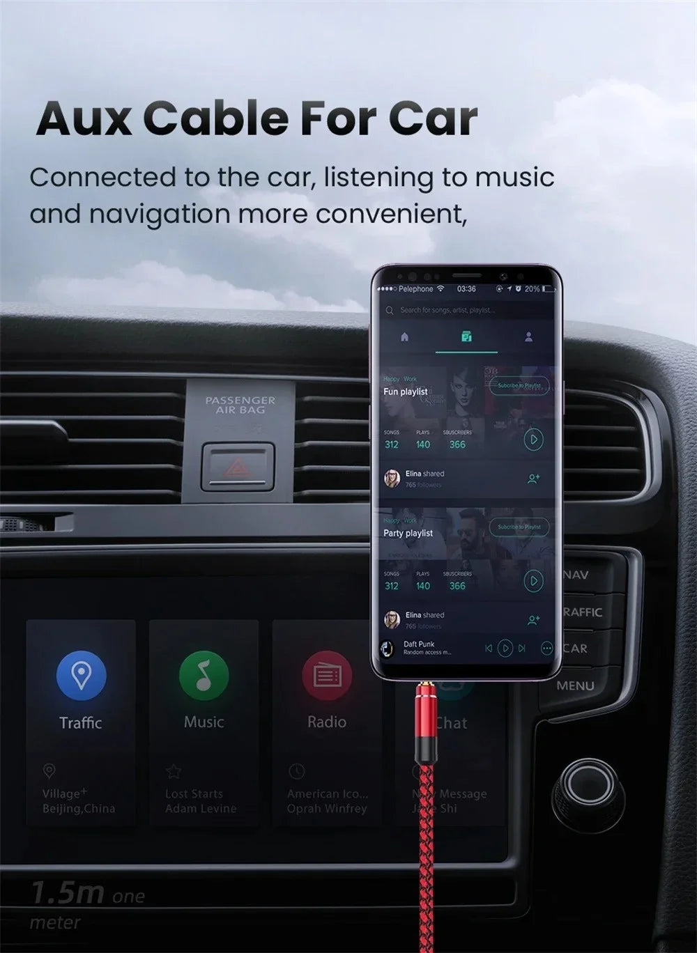 1.5m 3.5mm Jack Male to Male Extension Aux Line Audio Cable for iPhone Samsung Xiaomi Car Headphone Audio Jack Braided Wire