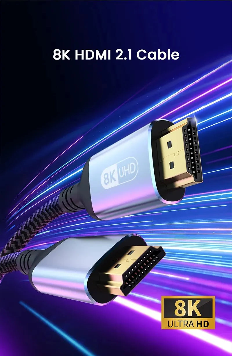 NIERBO HDMI 2.1 Cable HDMI Cord 8K 60Hz 4K 120Hz 48Gbps EARC ARC HDCP Ultra High Speed HDR for HD TV Laptop Projector PS4 PS5