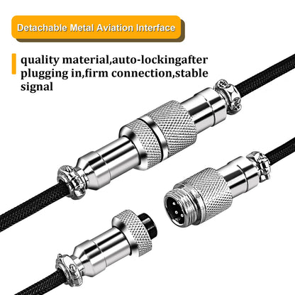 USB Type C Mechanical Keyboard Coiled Cable Hardware Linker Usb GX16 Aviation Mechanical Cable Spiral Gaming Usb Keyboard Cable
