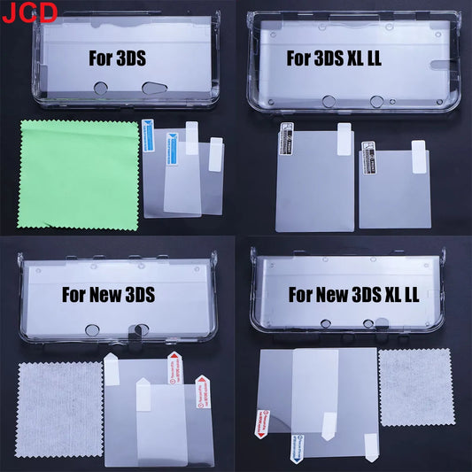 JCD Plastic Clear Crystal Shell Skin Case Cover For 3DS 3DS XL LL New 3DS New 3DS XL/LL Game Console With Screen Protective Film
