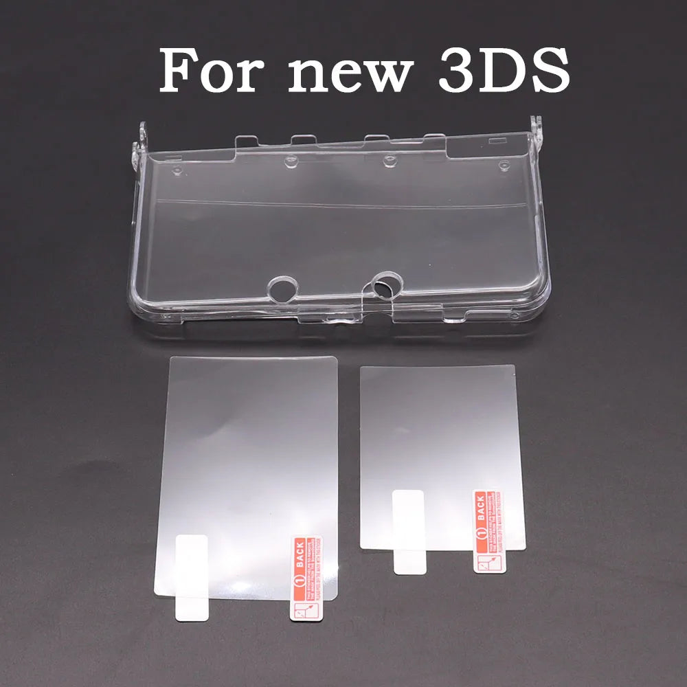 Plastic Clear Crystal Shell Skin Case Cover For New 2DS 3DS XL LL NDSL For DSi NDSi XL LL Screen Protective Film