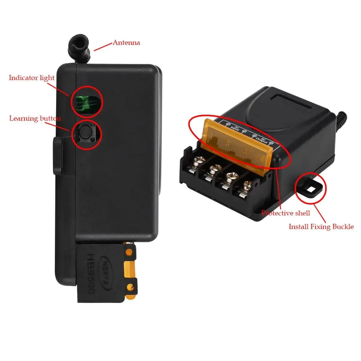 433Mhz Wireless Remote Control Switch AC 110V 220V 10A Relay 1CH Receiver Controller and 2 botton RF433 Mhz Transmitter