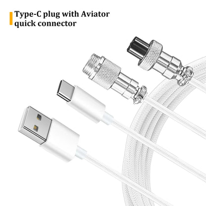 USB Type C Mechanical Keyboard Coiled Cable Hardware Linker Usb GX16 Aviation Mechanical Cable Spiral Gaming Usb Keyboard Cable