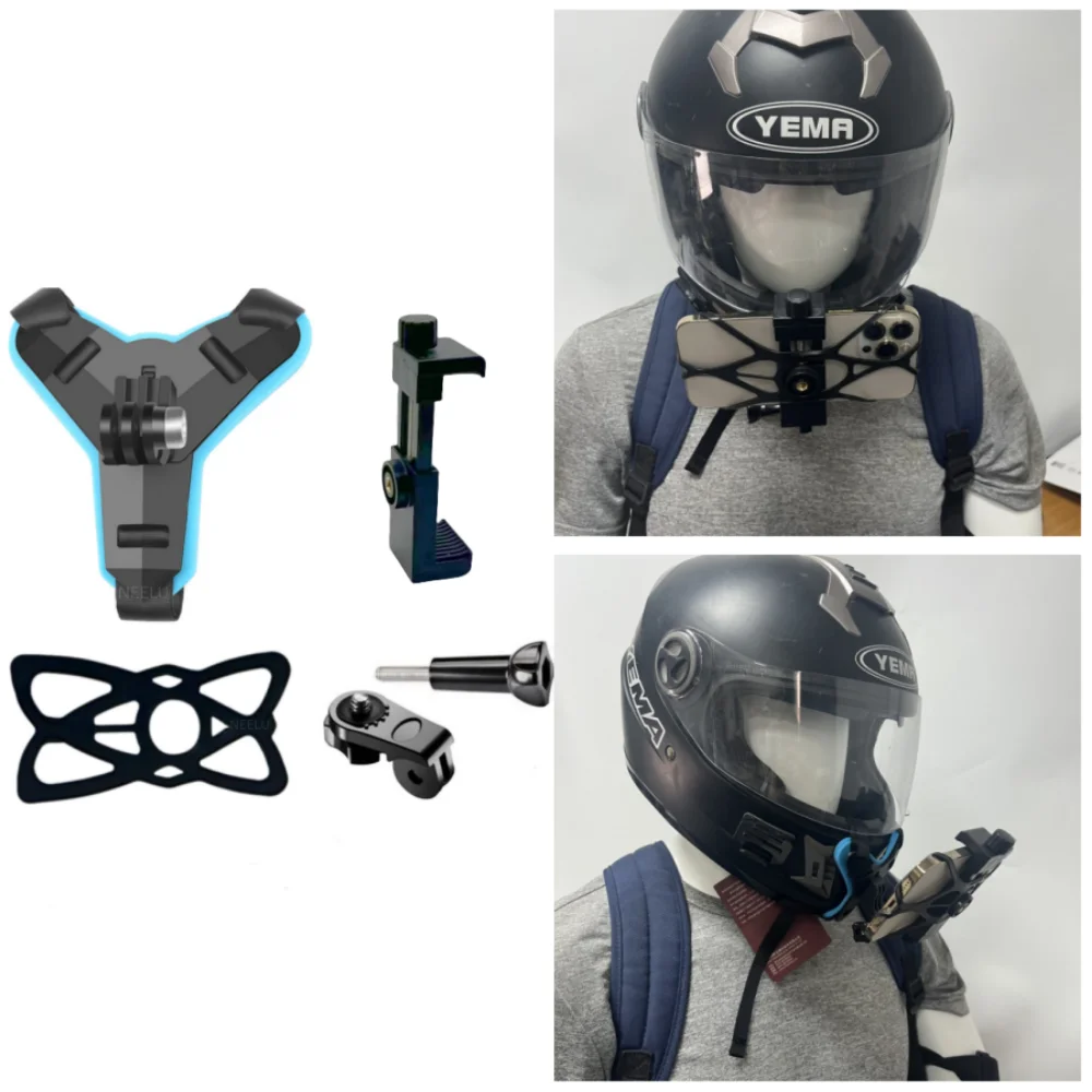 Motorcycle Helmet Phone Stand Mount Holder For GoPro Hero 12 10 9 8 7 Action Sports Camera Holder Motorcycle Camera Accessories
