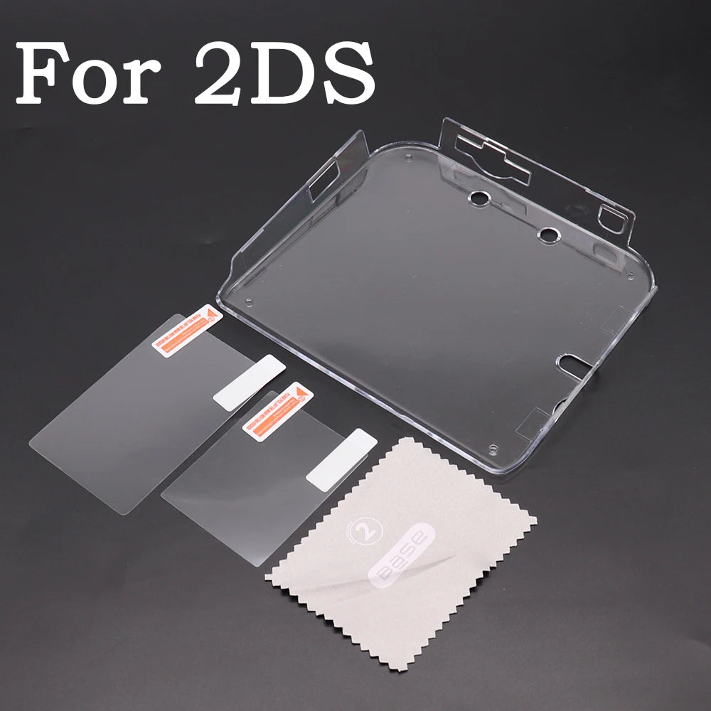 Plastic Clear Crystal Shell Skin Case Cover For New 2DS 3DS XL LL NDSL For DSi NDSi XL LL Screen Protective Film