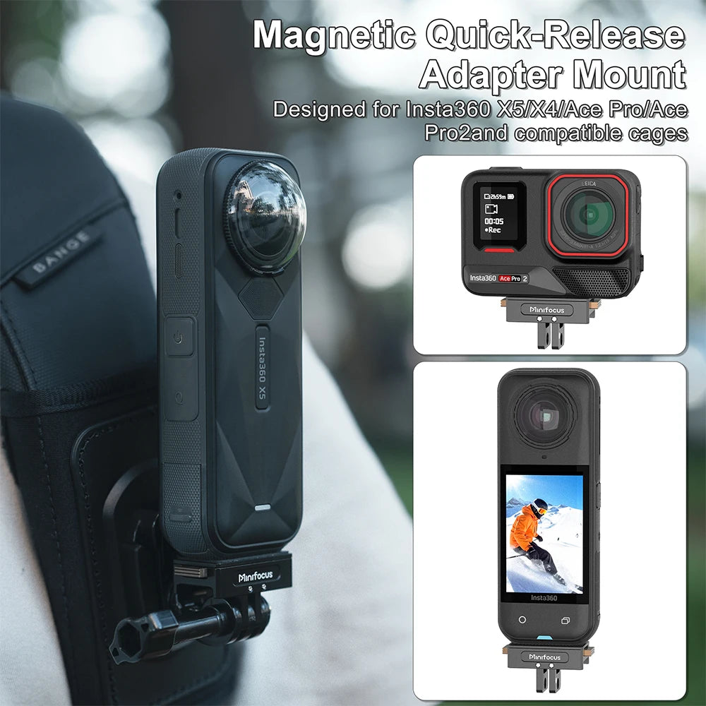 Minifocus Magnetic Adapter Mount For Insta360 X5 X4 Ace Pro 2 Action Camera Quick Release Mount Extension Base Support Accessory
