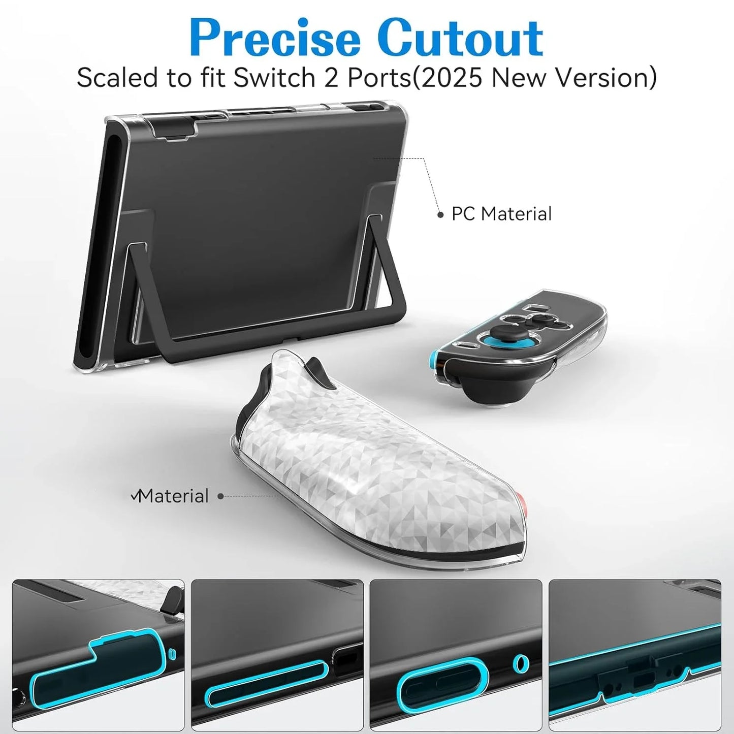 PC +TPU Soft Split Protective Case for Nintendo Switch 2 Joystick Controller Clear Cover Skin Protector for Switch 2 Accessories