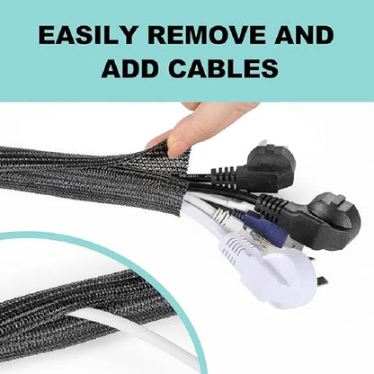 1M 3M 5M Braided Cable Sleeve PET Nylon Wrapping Cable Casing Cable Sleeves Wire for Desk PC TV Wire Protector Cable Wrap Cover