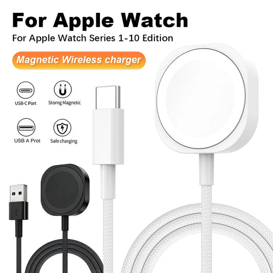 New Magnetic Wireless USB A Fast Charger Type C Charging Cable For Apple Watch Series 10 9 8 7 6 5 4 3 2 1 Ultra Edition iWatch