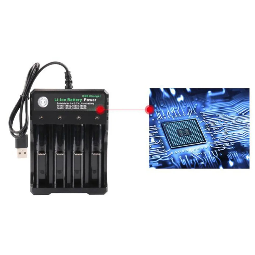 4 Slot USB Charger Independent Charging 4.2V Li-ion Battery 2X 3X 4X Portable Rechargeable Battery Charger for 18650 18350 18500