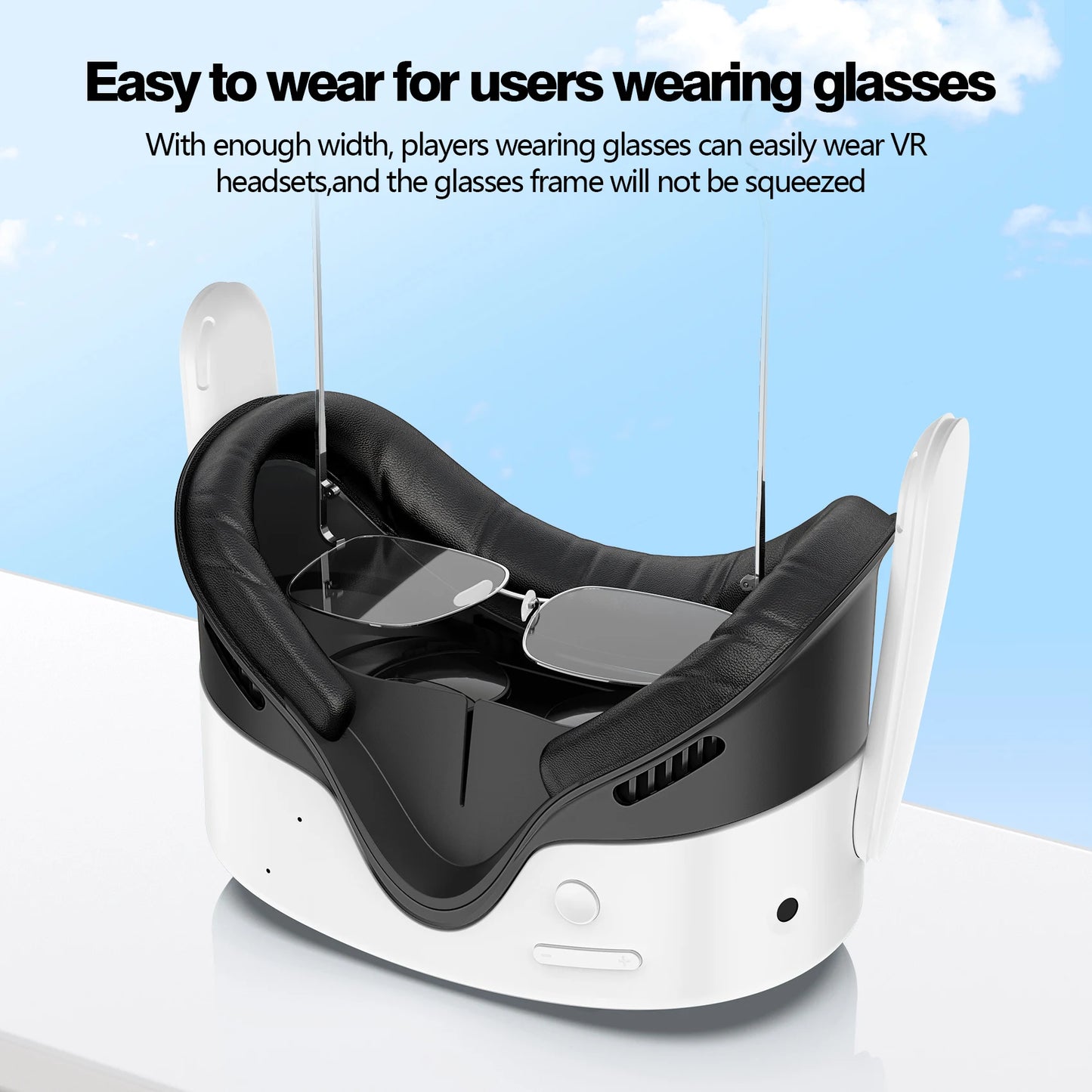 HUADAI design Face Cushion Pad Compatible with Quest 2/Quest 3/Quest 3S Accessories , with Glasses Spacer Air-Circulation Design