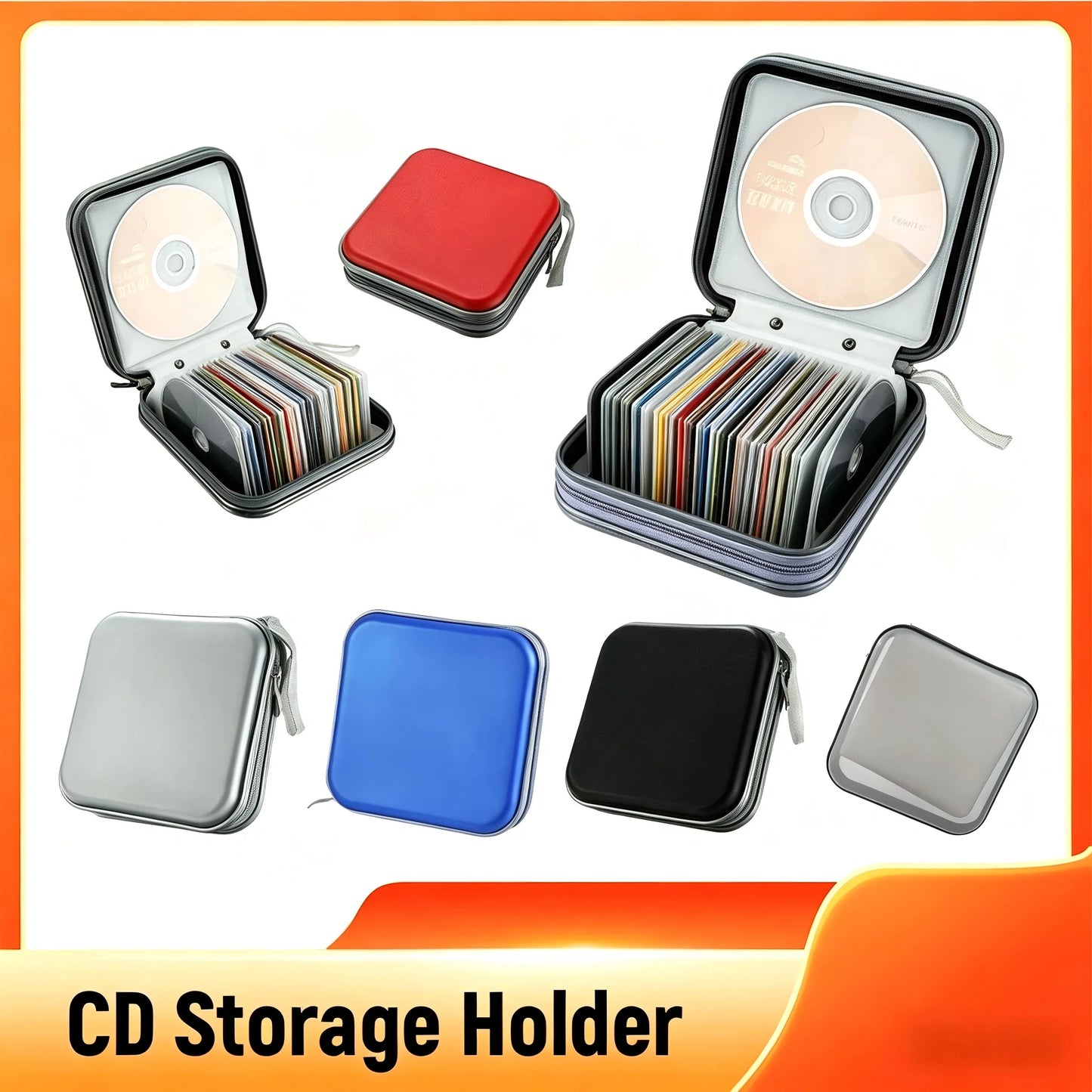 40 Capacity Compression CD Package Portable CD DVD Case EVA Storage Bag with Zipper for Home Office Car CD Box Accessories